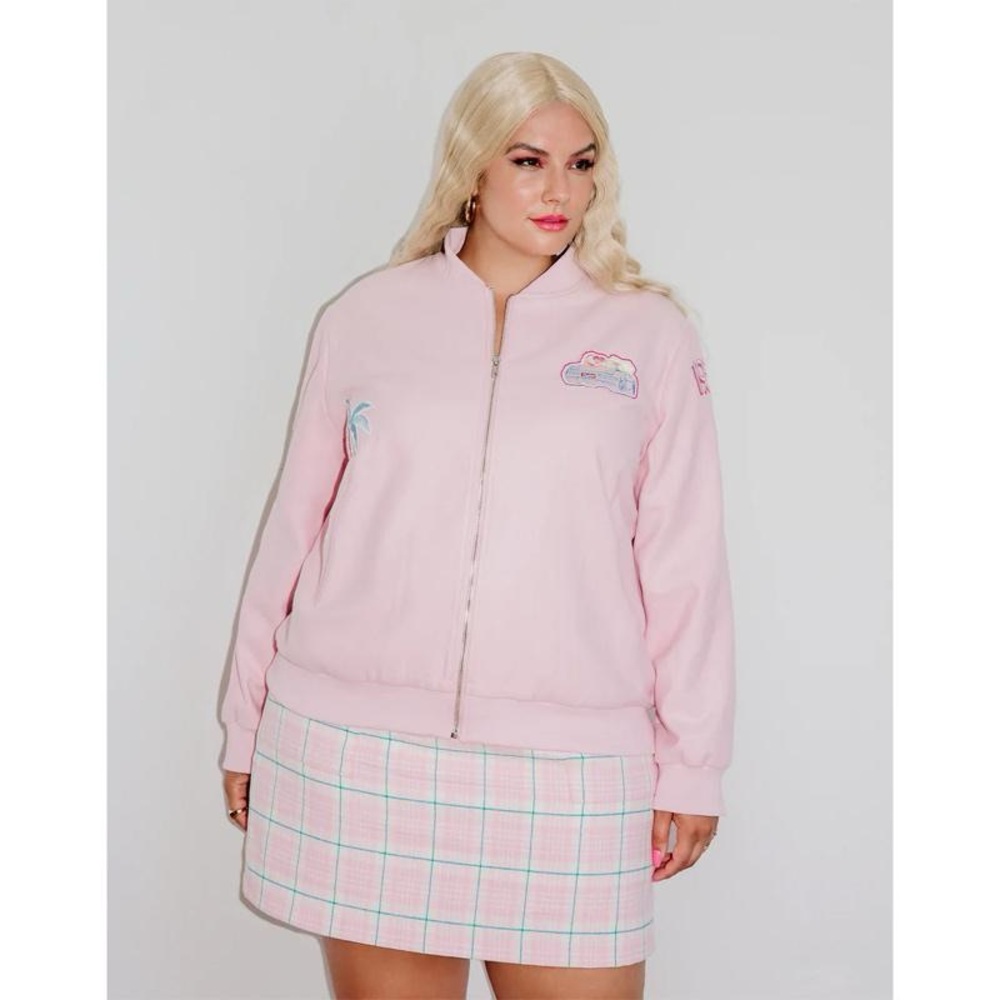 Barbie x Hilary Macmillan Varsity  Pink Jacket With Ken Size XL